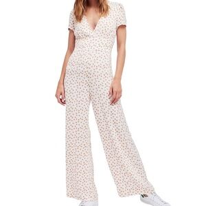 FREE PEOPLE ORANGE PATTERNED JUMPSUIT